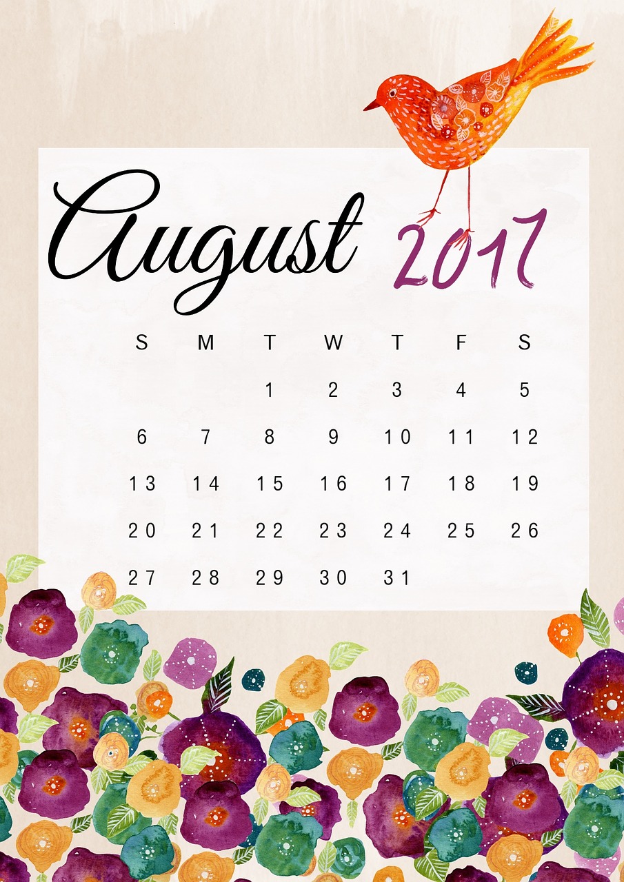 august calendar 2017 free photo