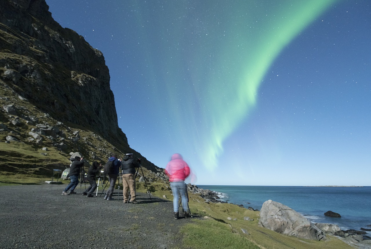 aurora borealis lofoten norway free photo