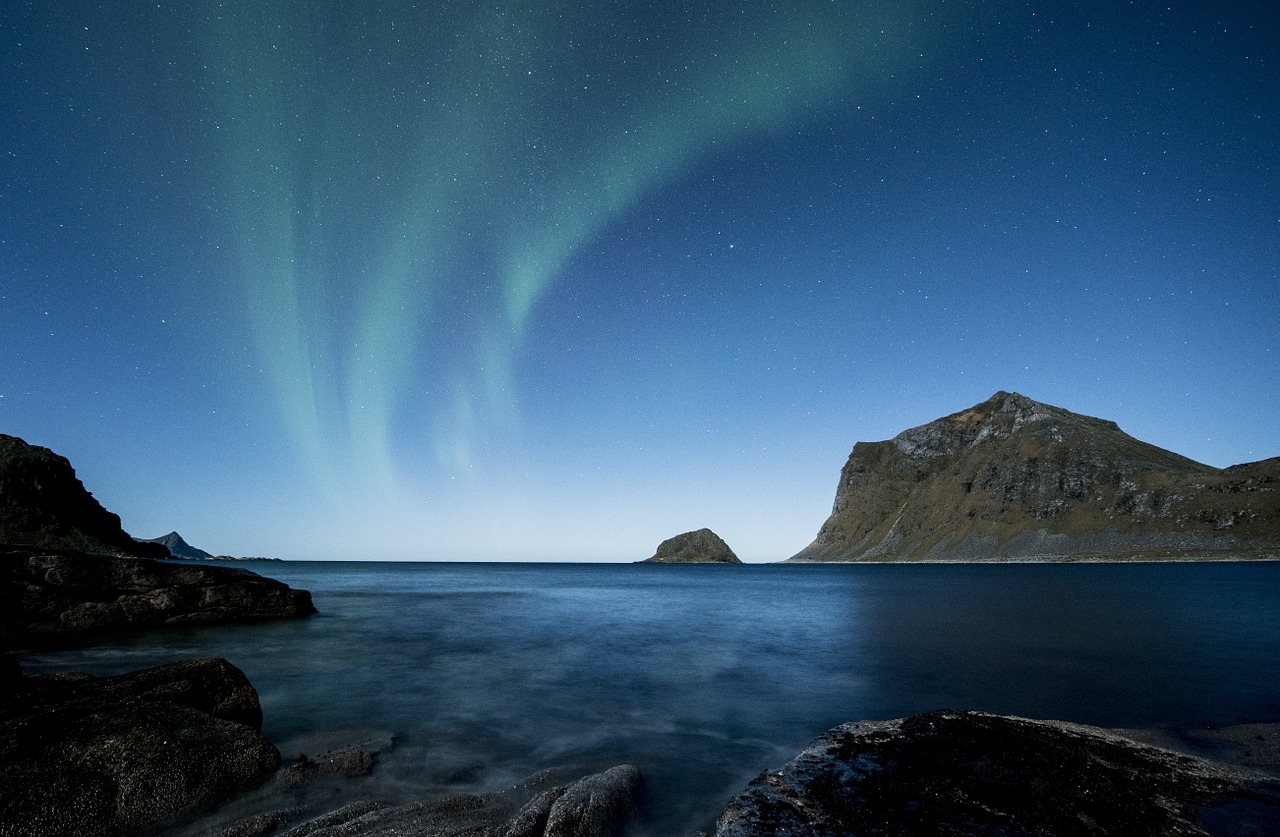 aurora borealis lofoten norway free photo