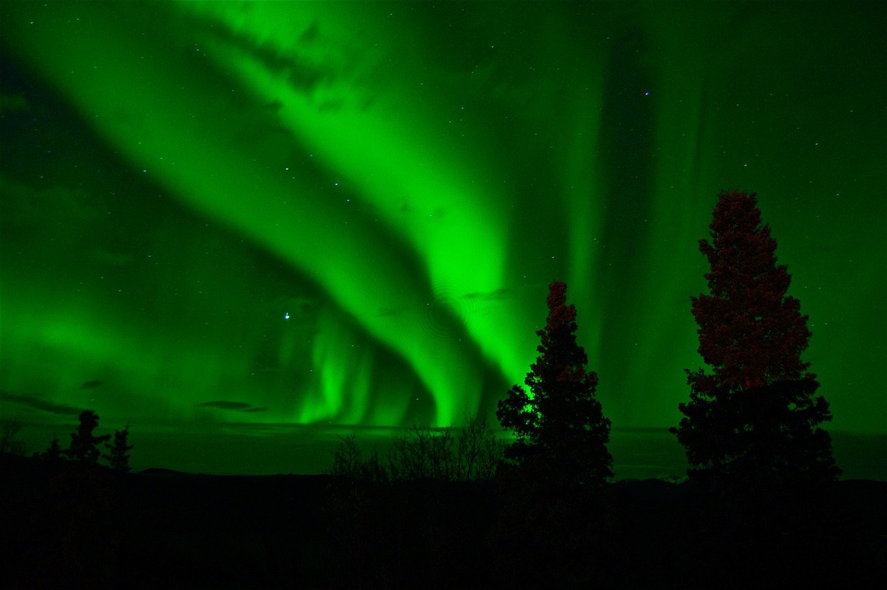 aurora borealis northern lights green free photo