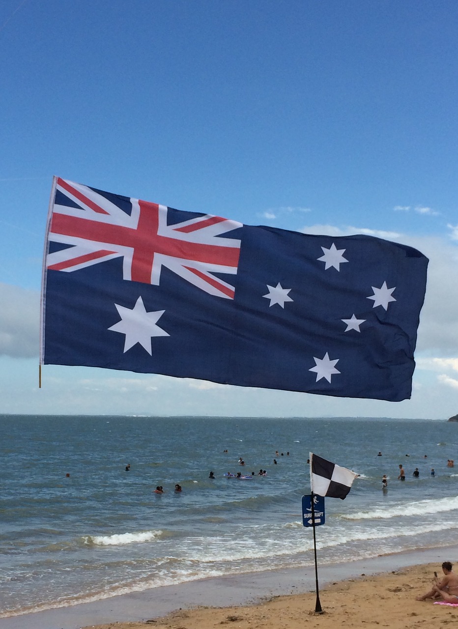 australia day australian flag beach free photo