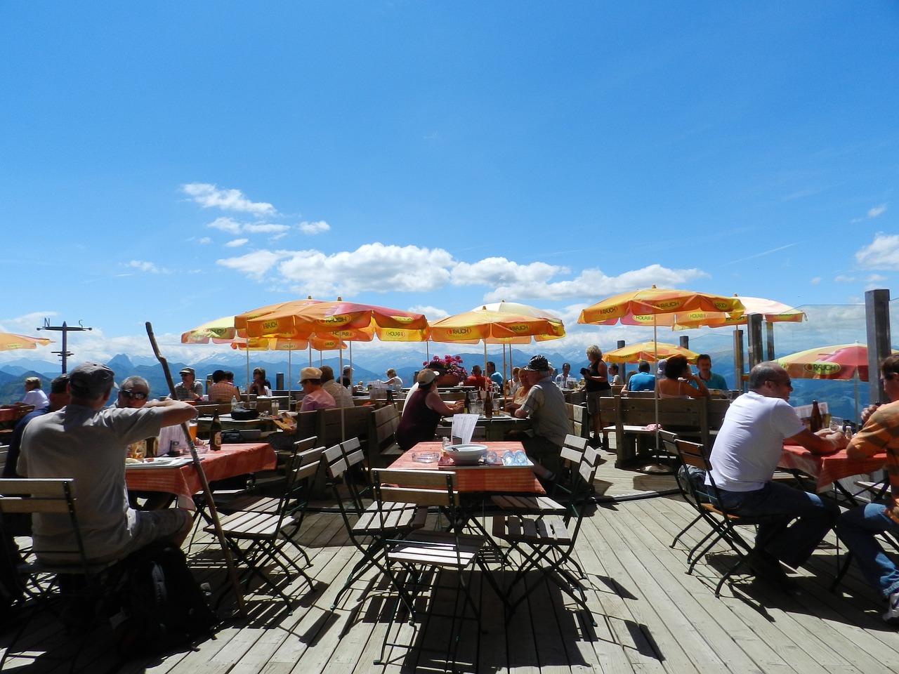austria restaurant umbrellas free photo