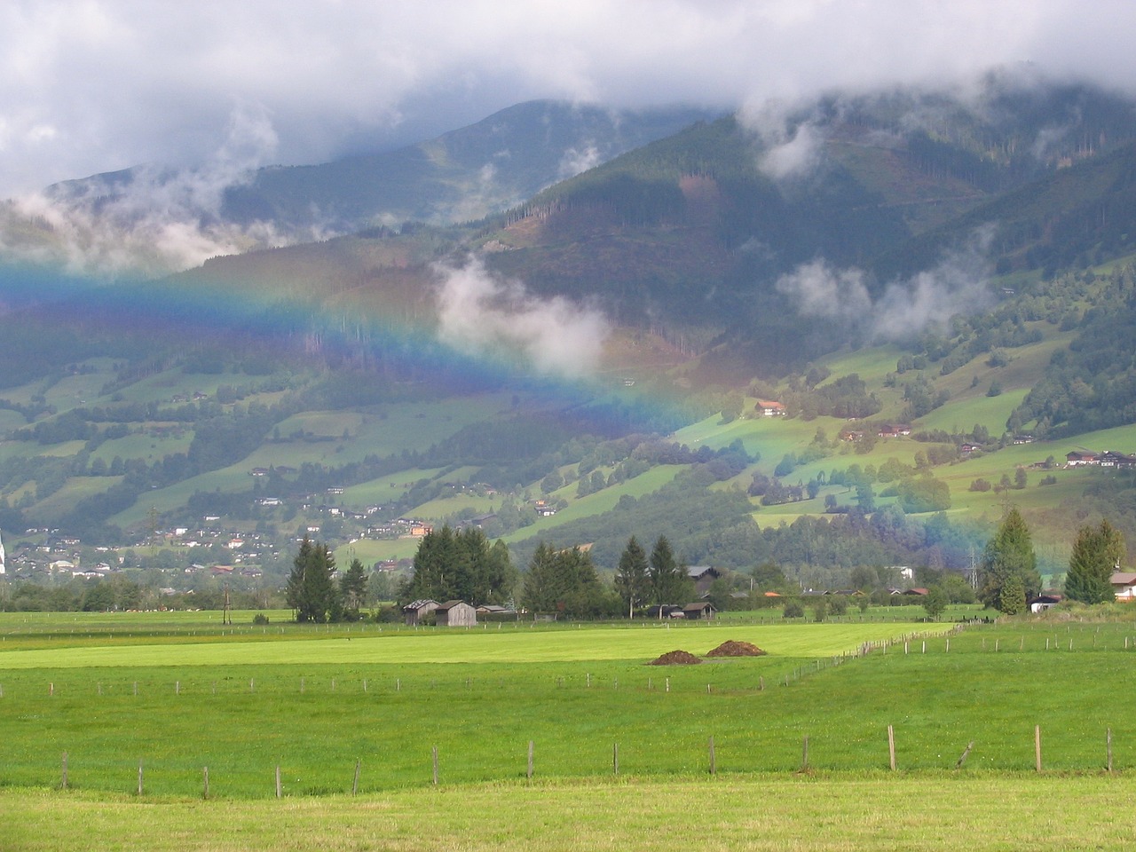 austria rainbow field free photo