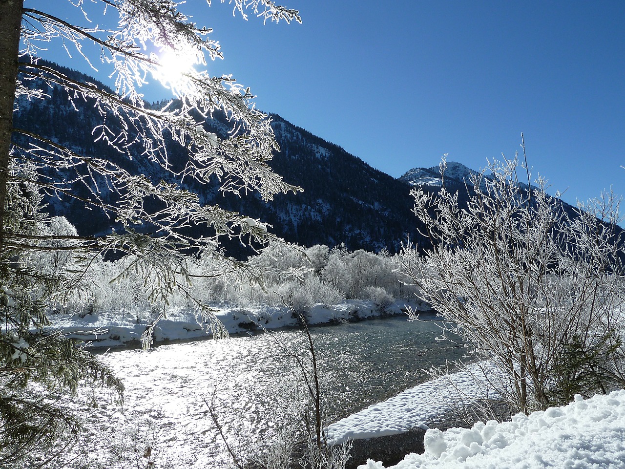 austria winter river free photo