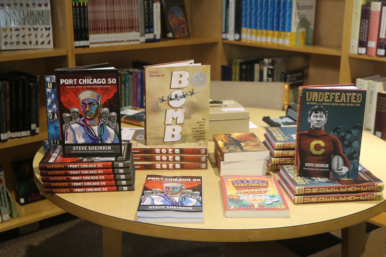 author visit books book display free photo