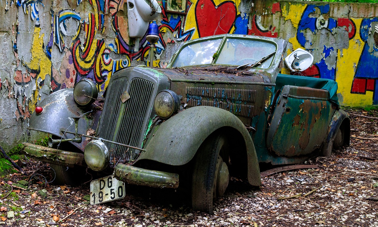 auto  car cemetery  historically free photo