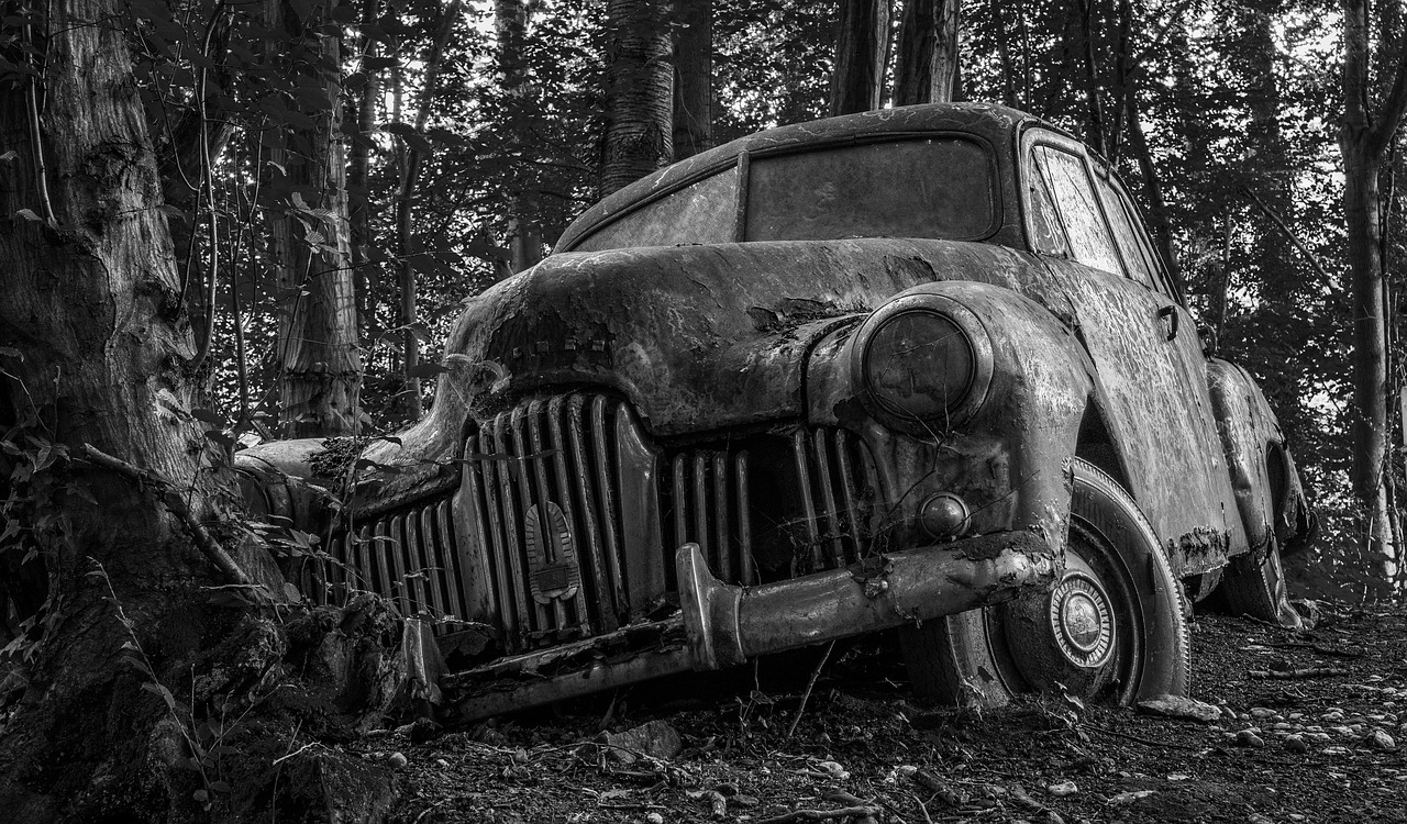 auto  car cemetery  lost places free photo