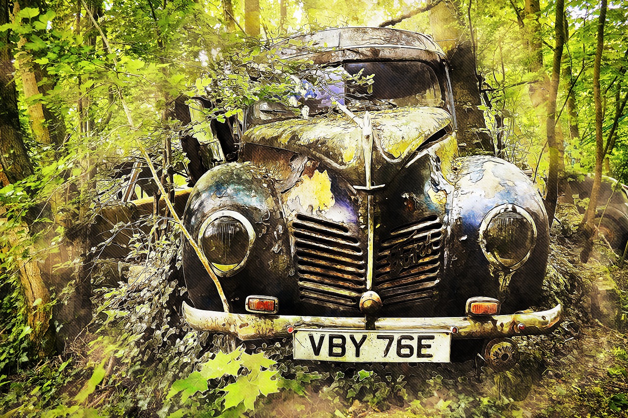 auto  car cemetery  old timer free photo