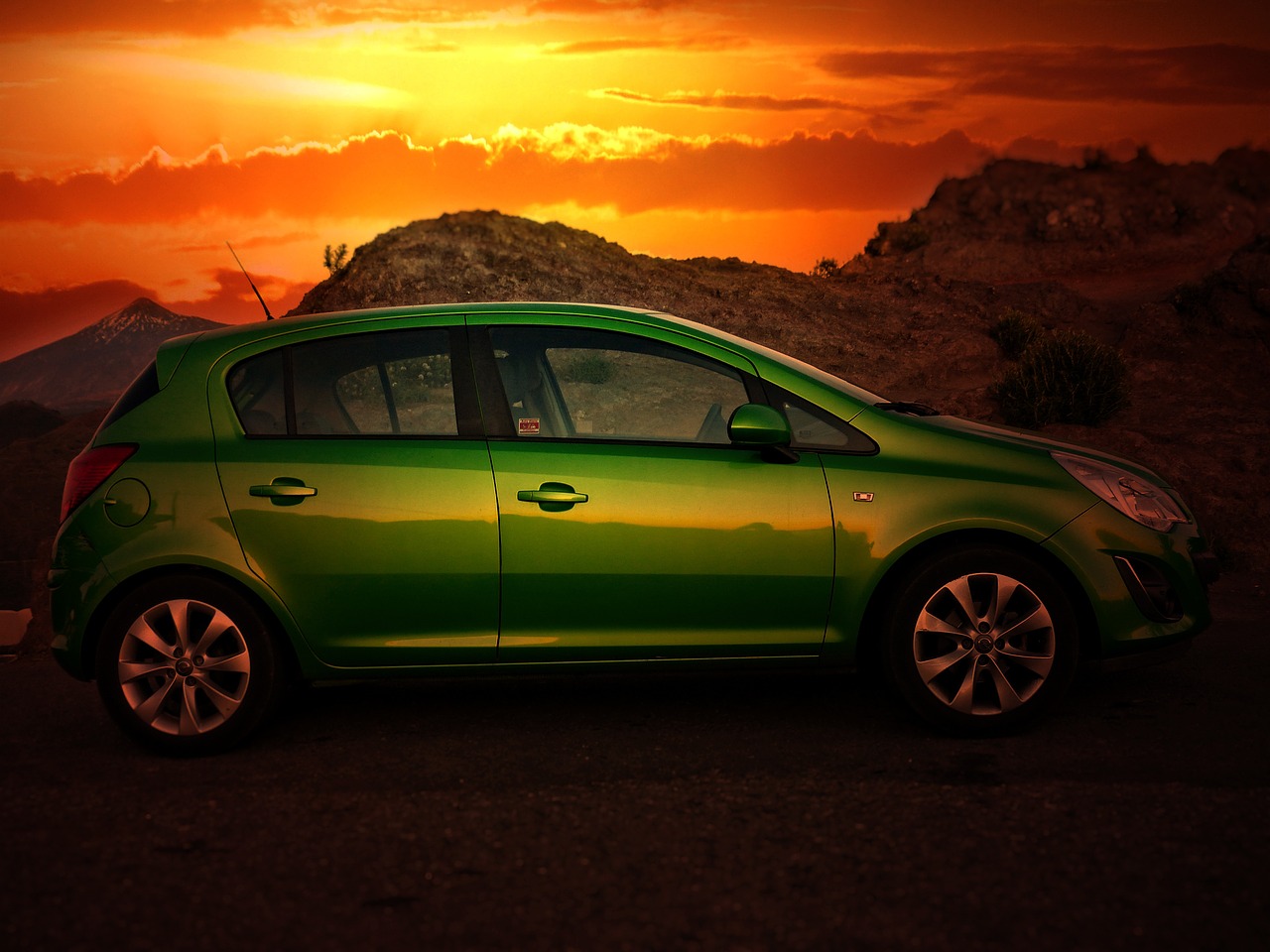 auto sunset opel free photo