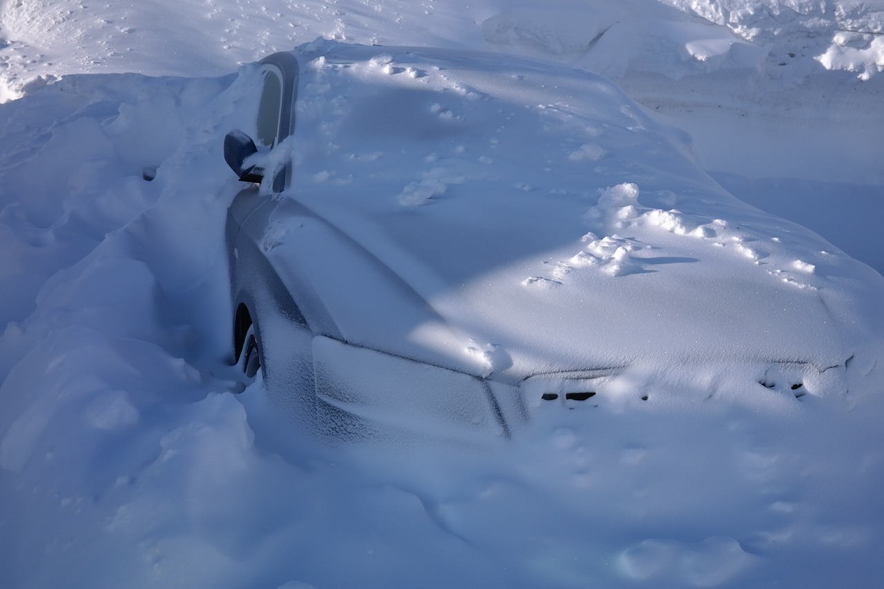 auto snowed in winter free photo