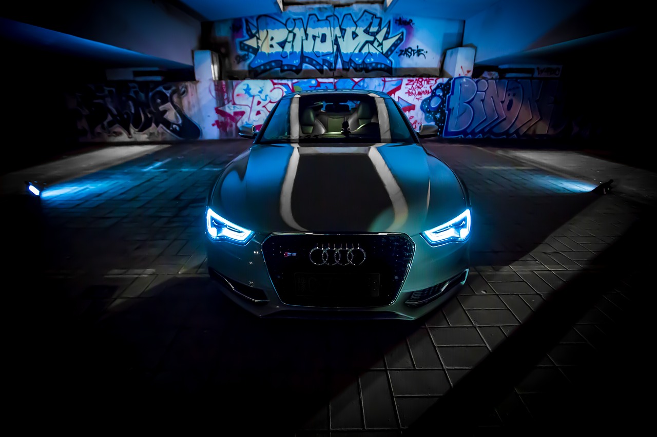 automotive night view audi free photo