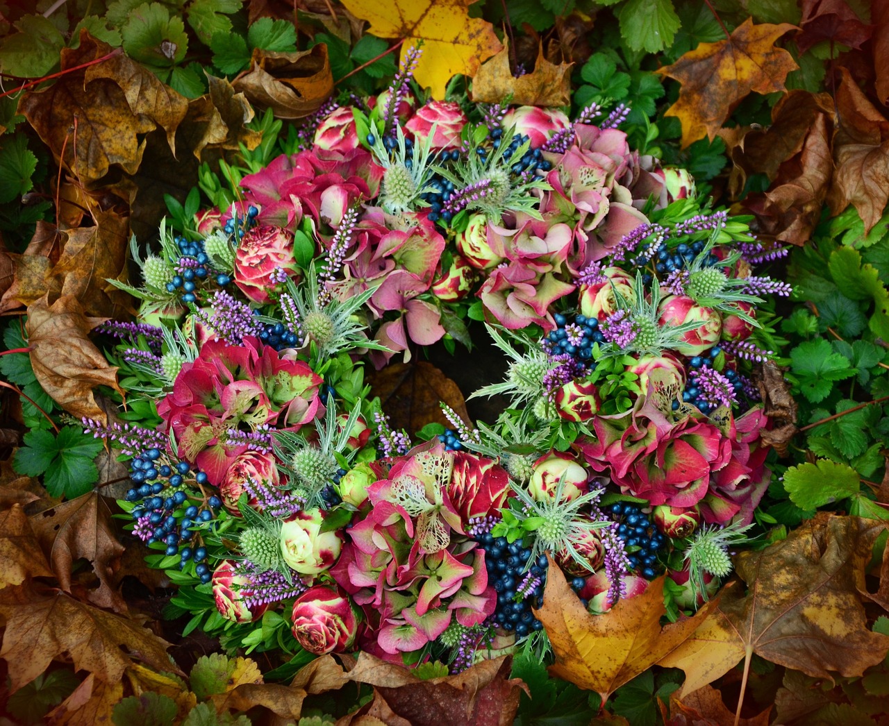 autumn wreath arrangement free photo