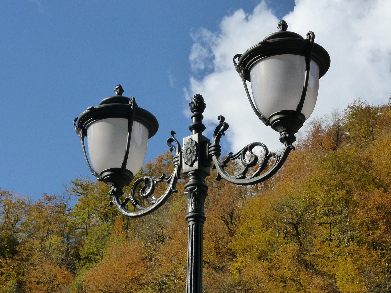 autumn lamp streetlights free photo