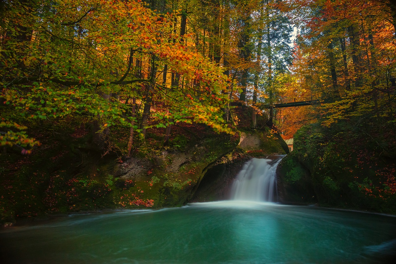autumn long exposure waterfall free photo