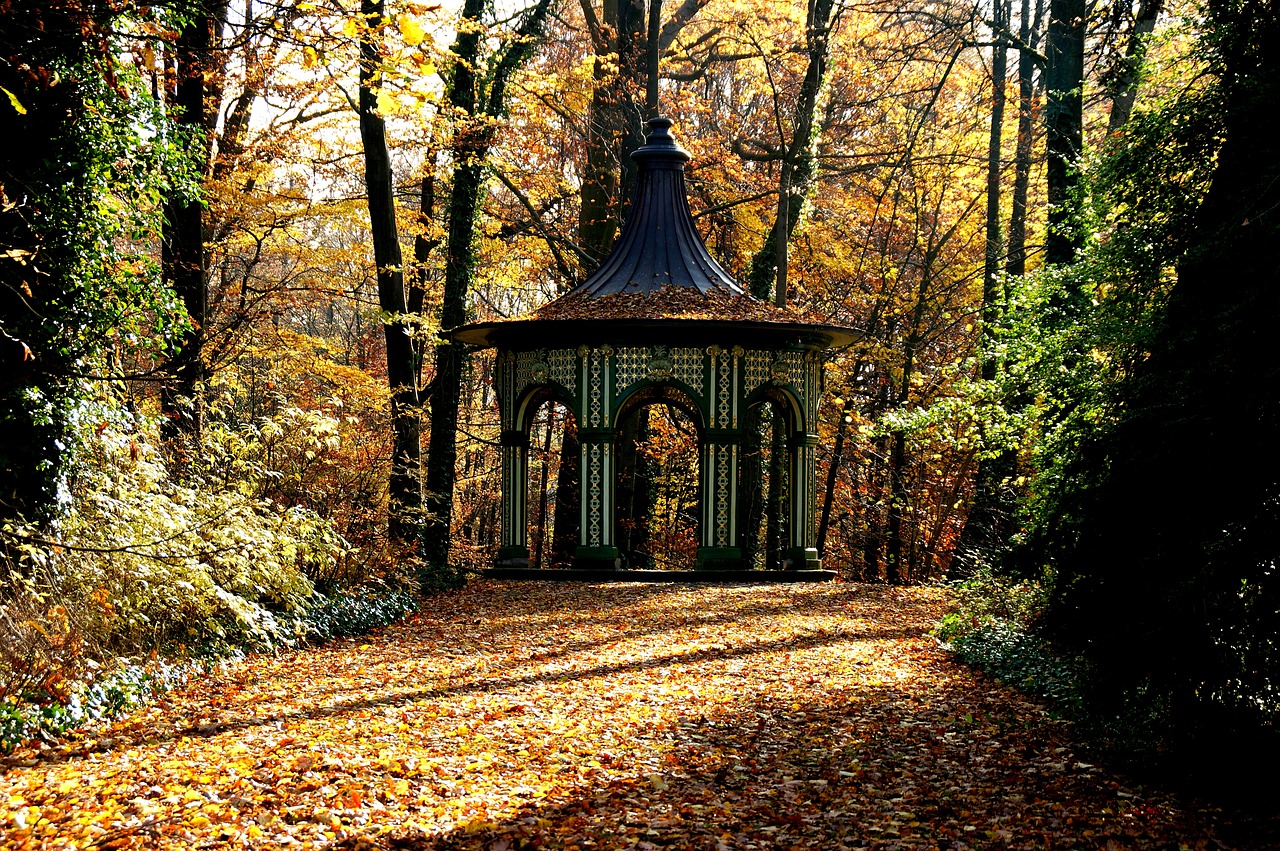 autumn pavilion leaves free photo