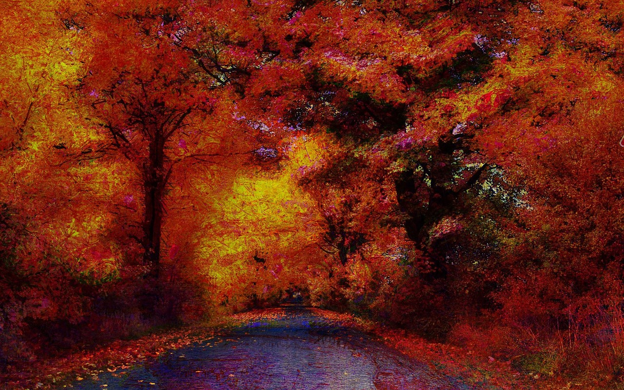 autumn alley grunge art free photo