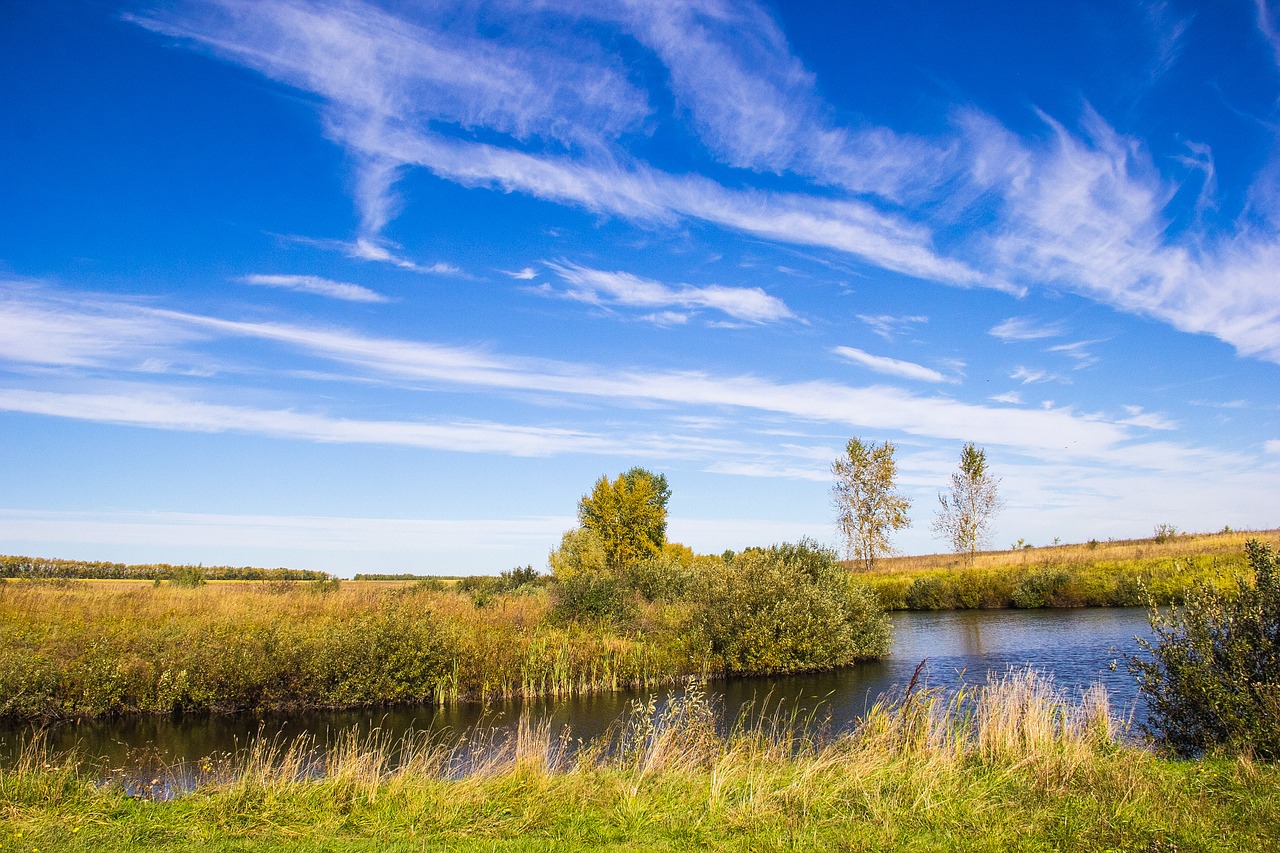 autumn pond clouds free photo