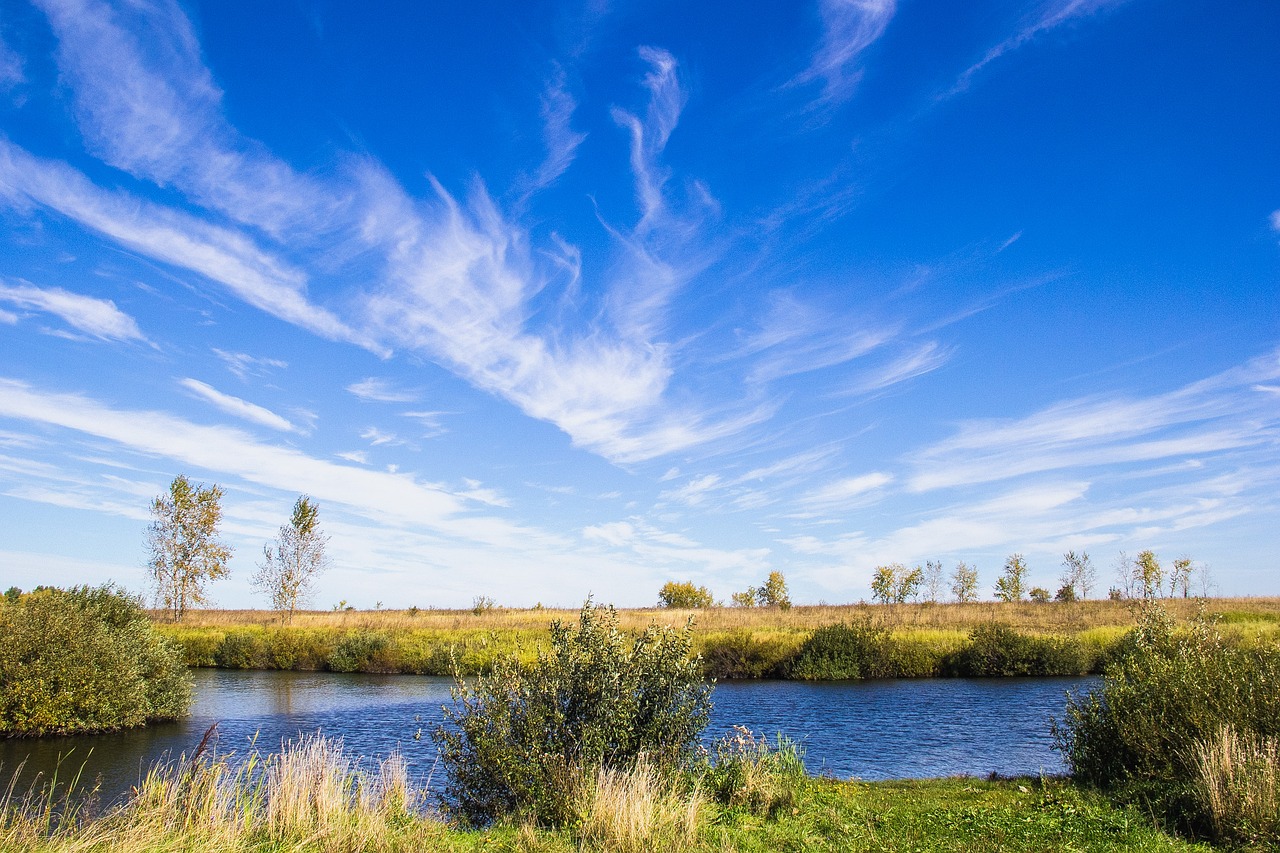 autumn pond clouds free photo