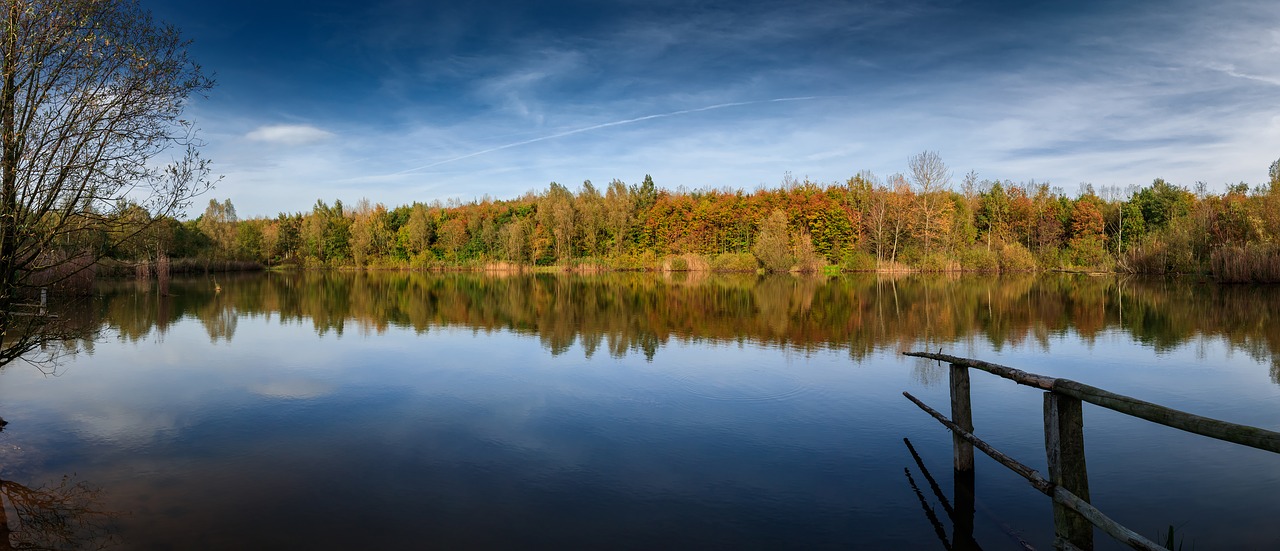 autumn lake mirroring free photo