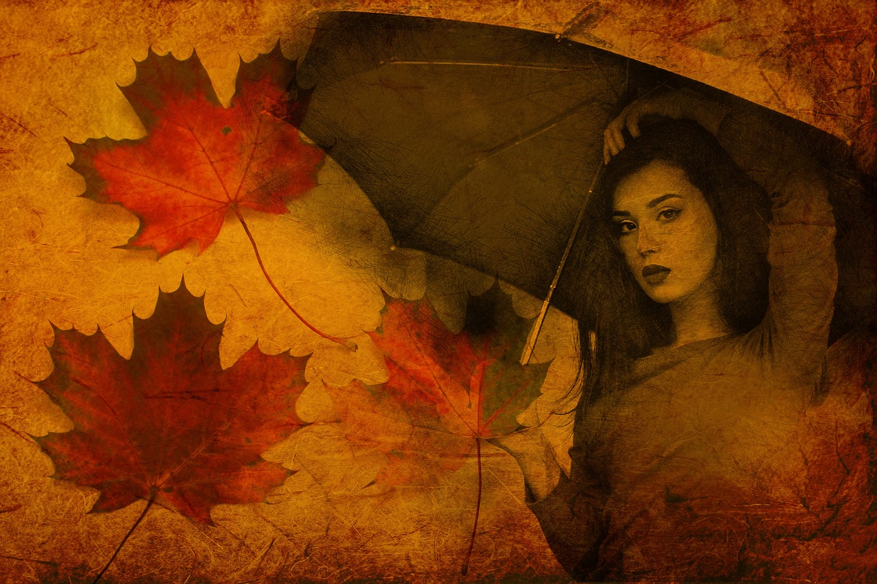 autumn girl umbrella free photo