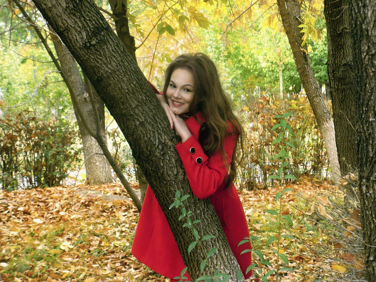 autumn little red riding hood girl free photo