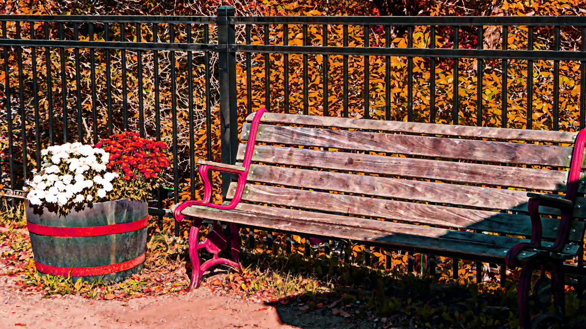 bench wooden fall free photo