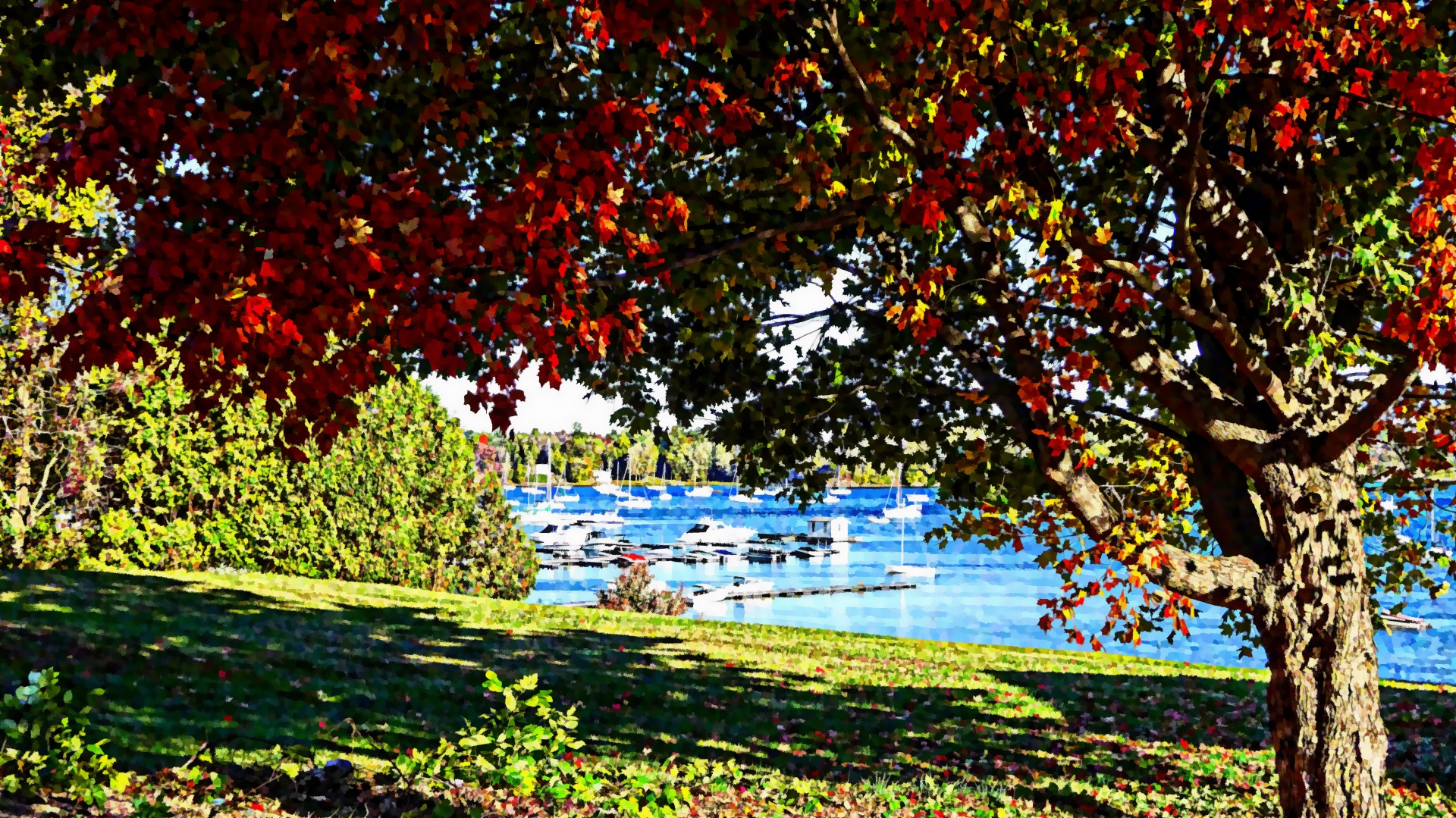 impressionist lake autumn free photo