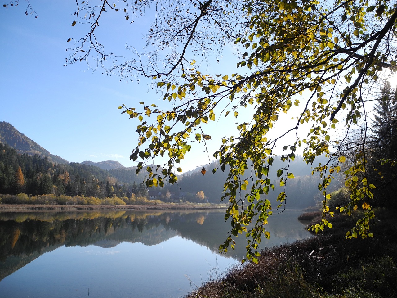 autumn landscape lake mirroring free photo