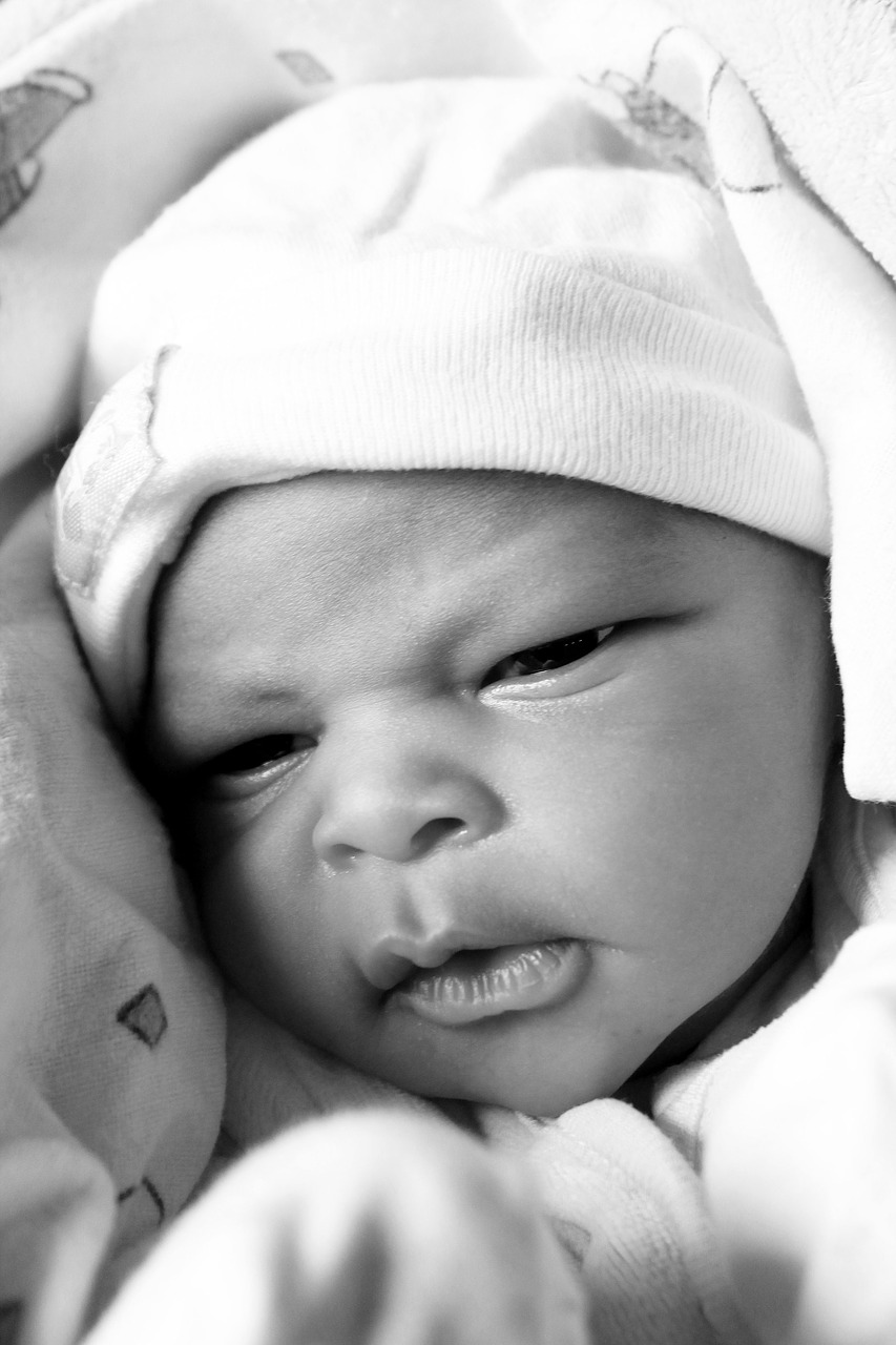 newborn baby grayscale free photo