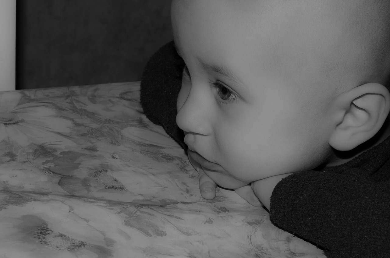 baby thoughts bw free photo
