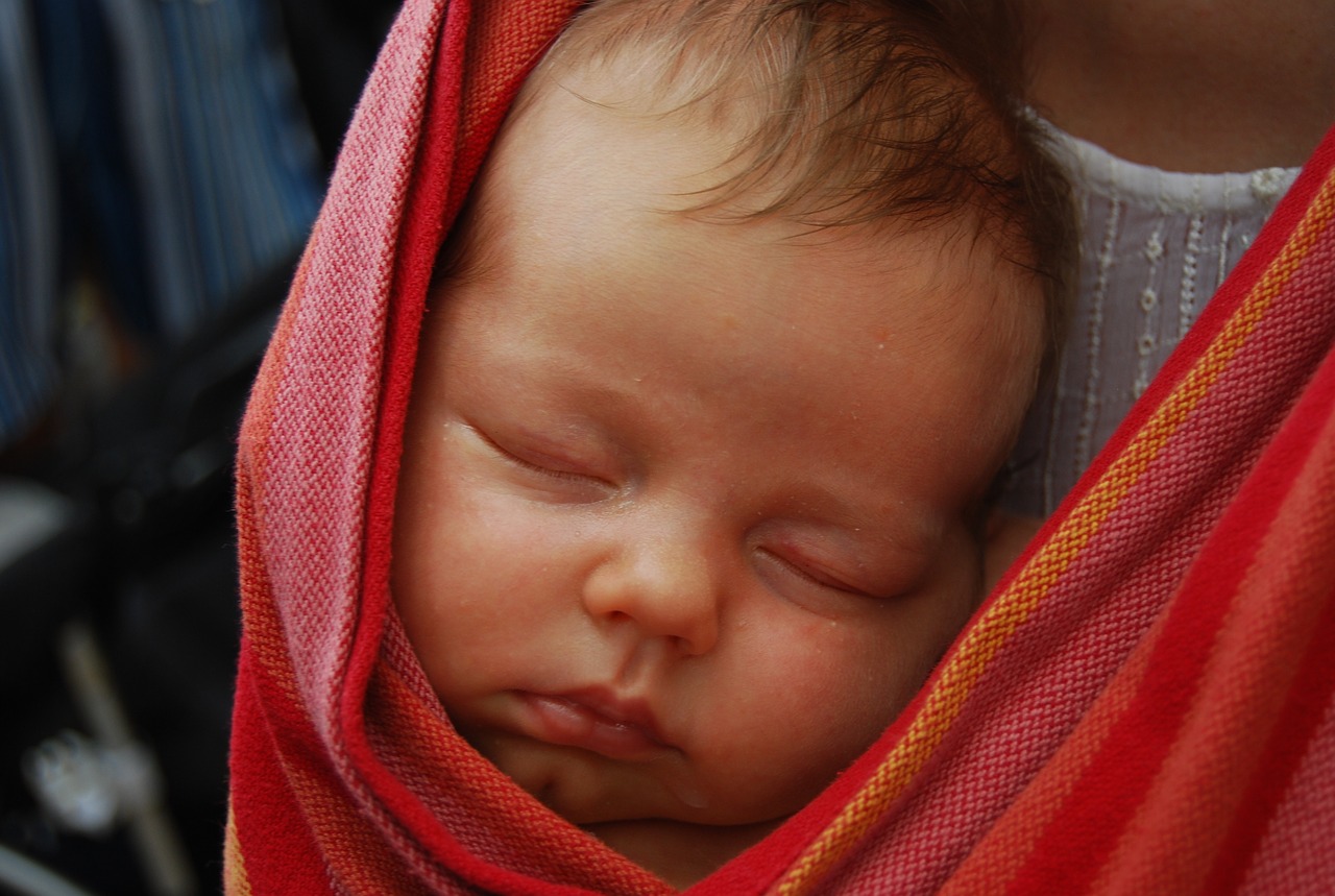 baby scarf asleep free photo