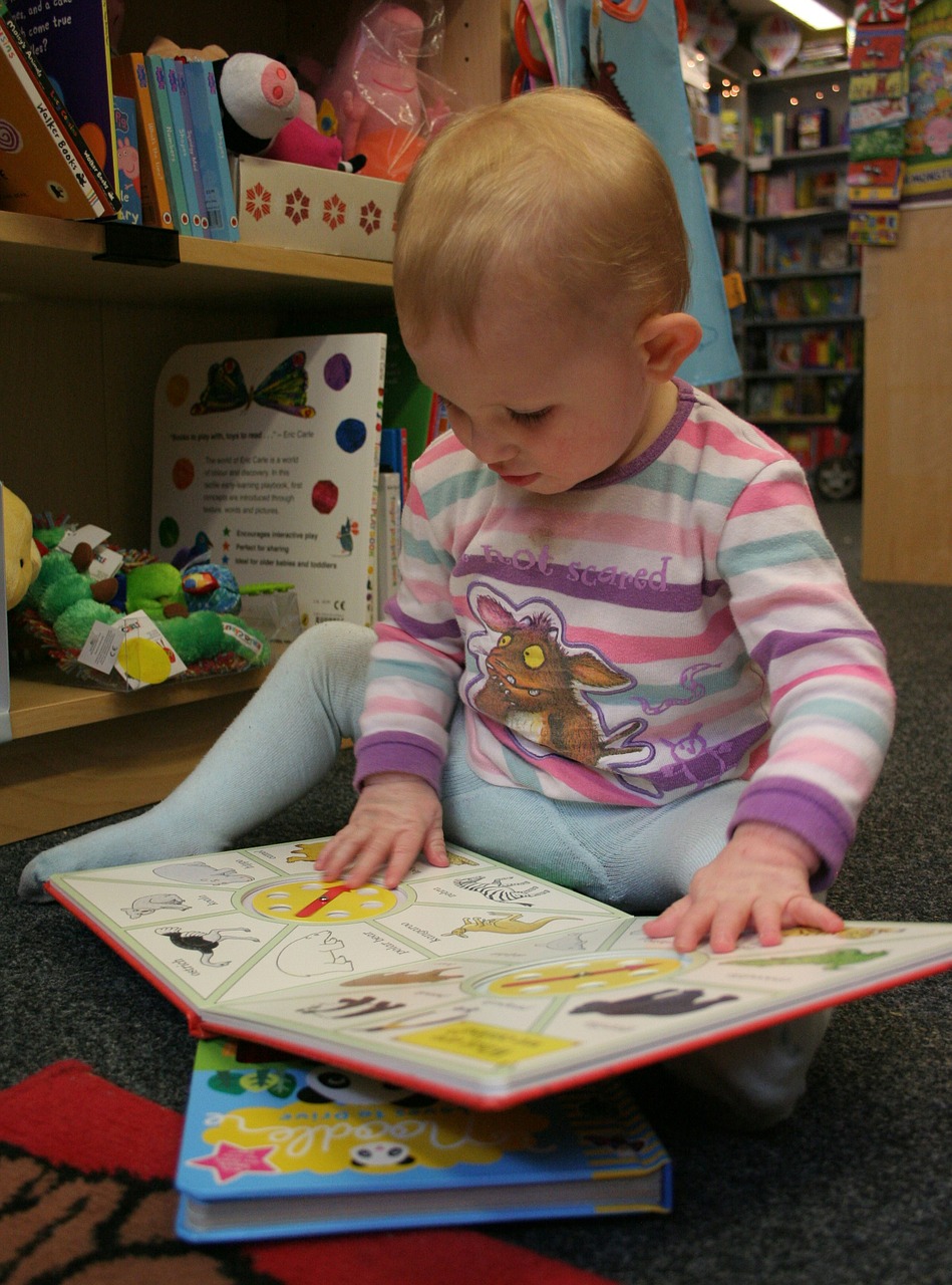 baby toddler reading free photo