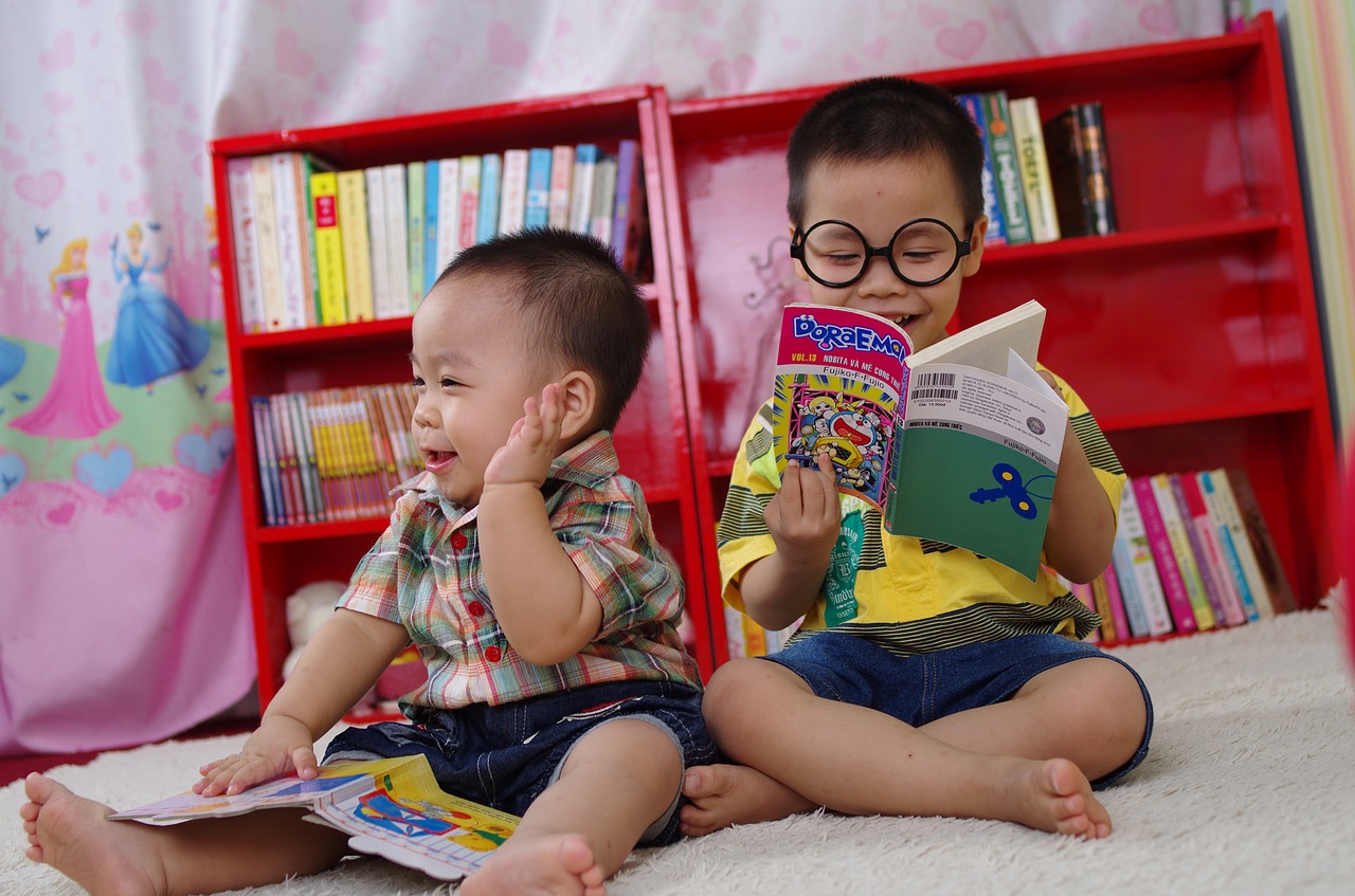 boy reading book free photo