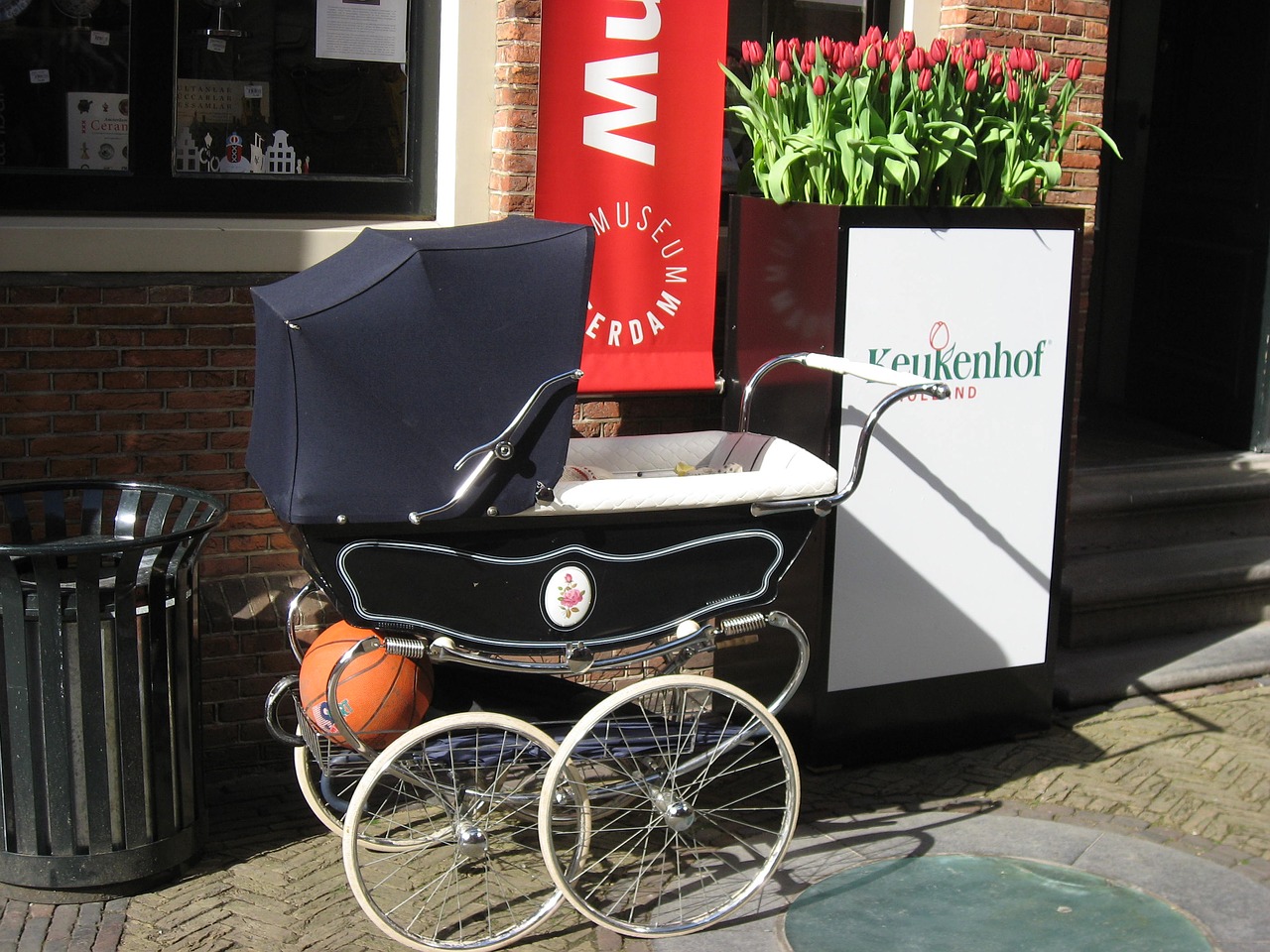 baby carriage tulips amsterdam free photo