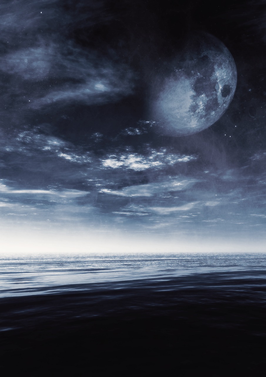 landscape sea moon free photo