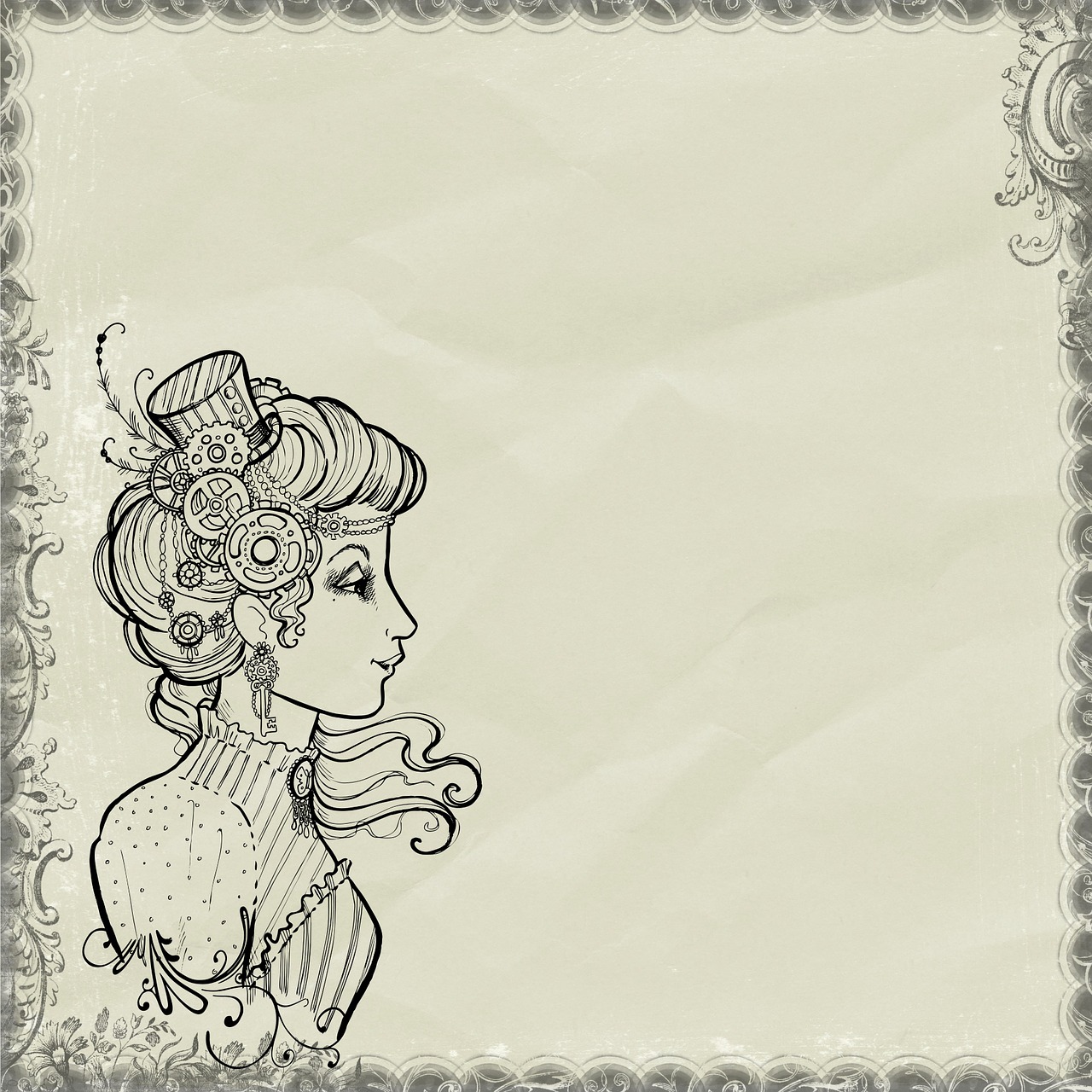 background lady steampunk free photo