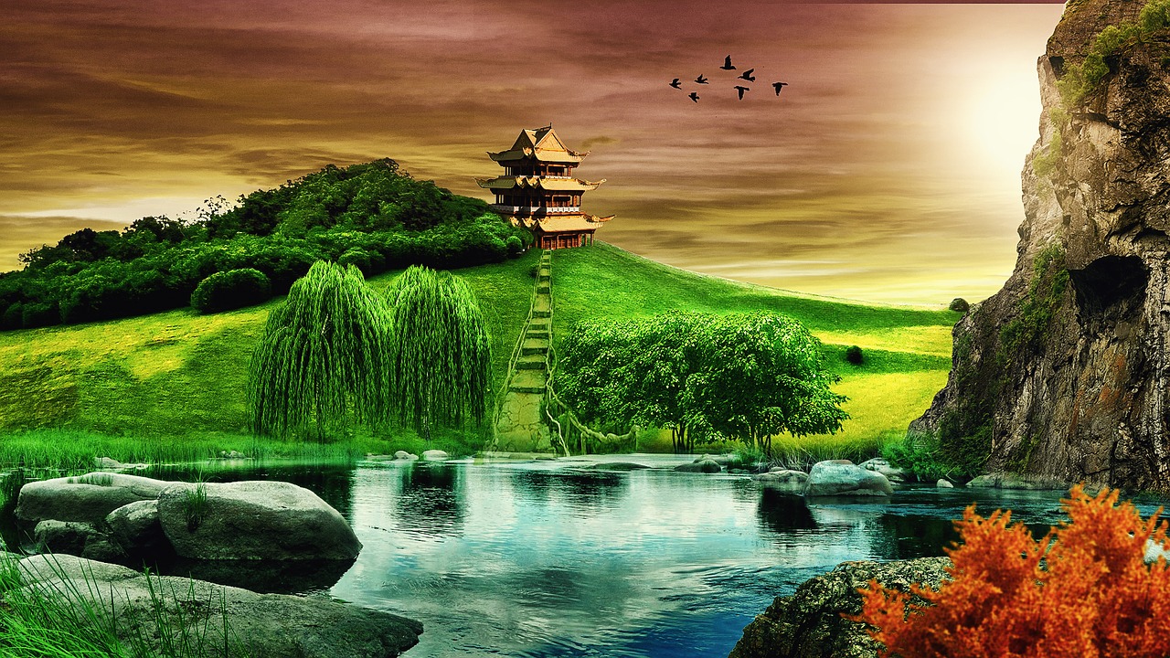 background landscape temple free photo