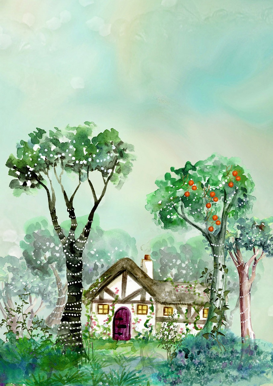 background watercolor house free photo