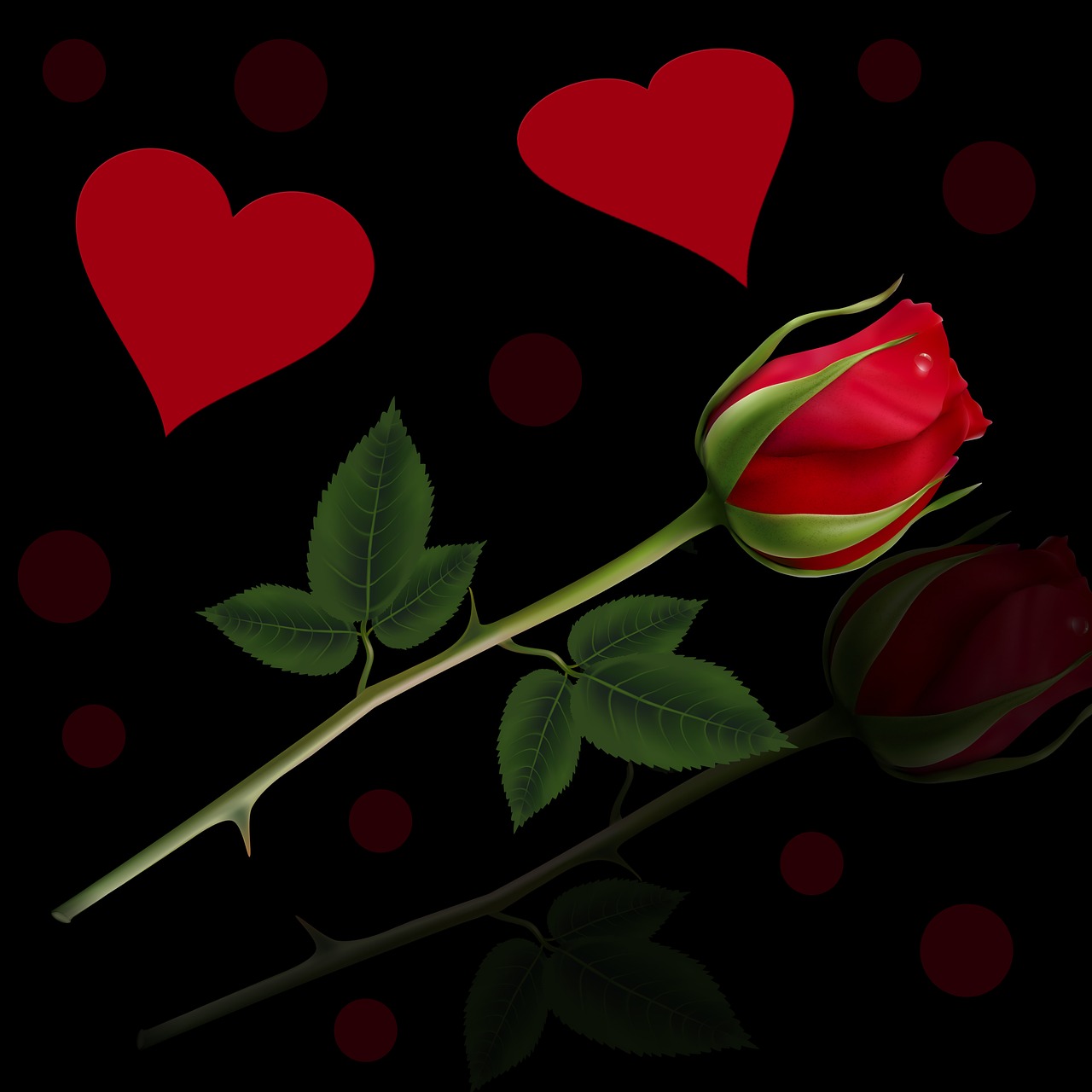Background,red rose,rosa,heart,black background - free image from  
