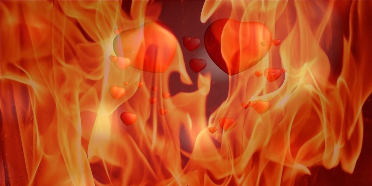 background  hot  heart in flames free photo