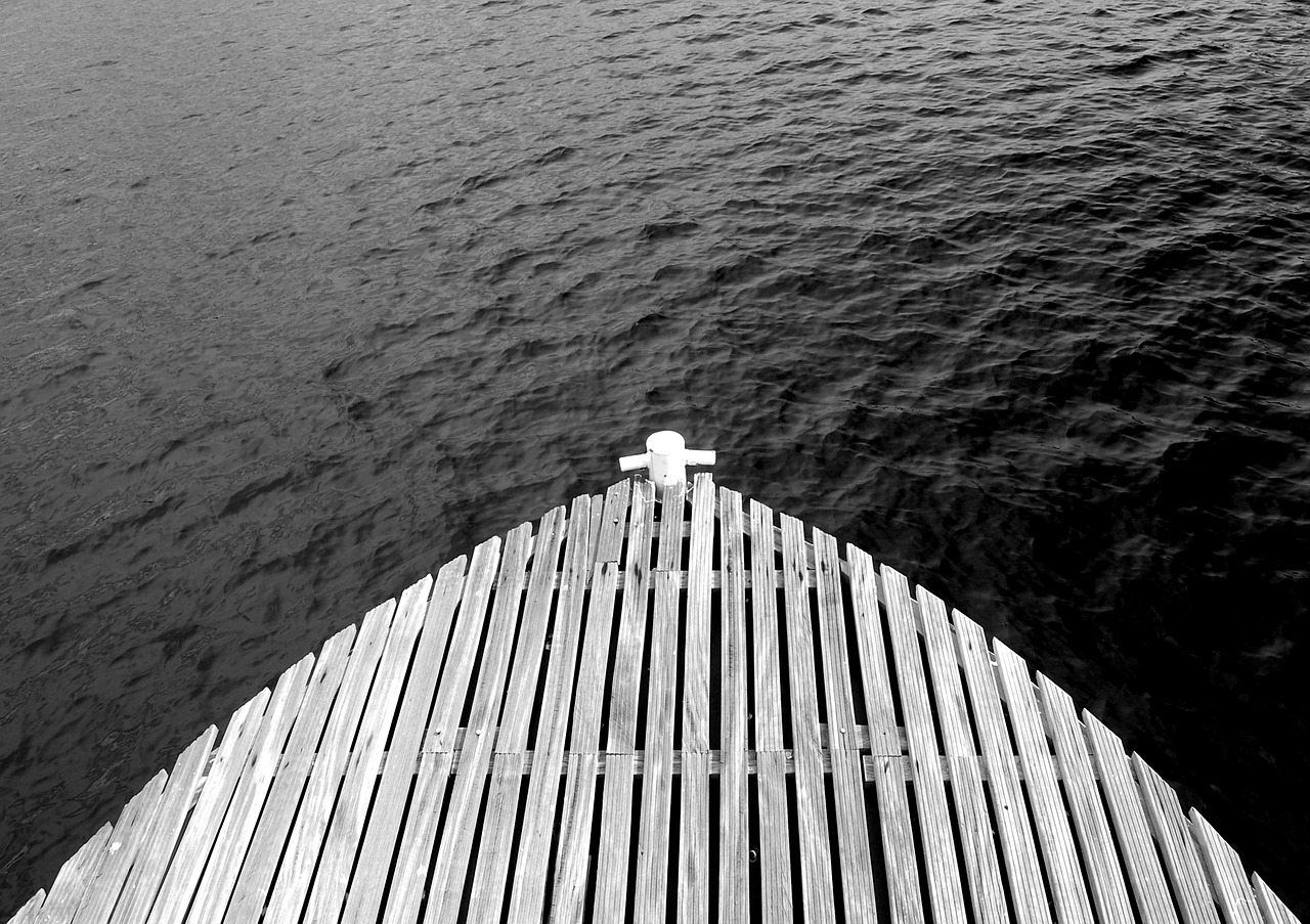 dock black white wood free photo