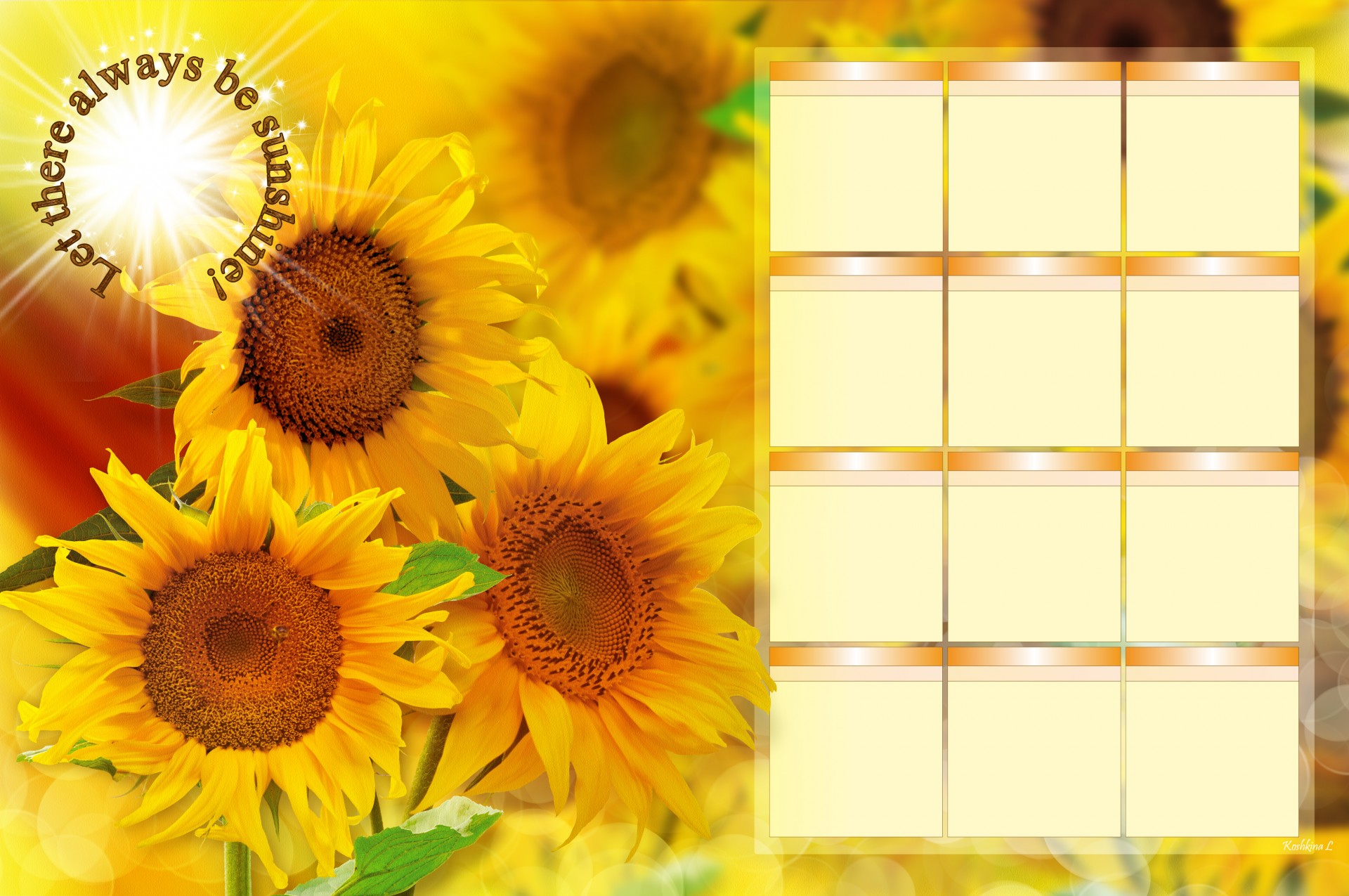 calendar background sunflowers free photo