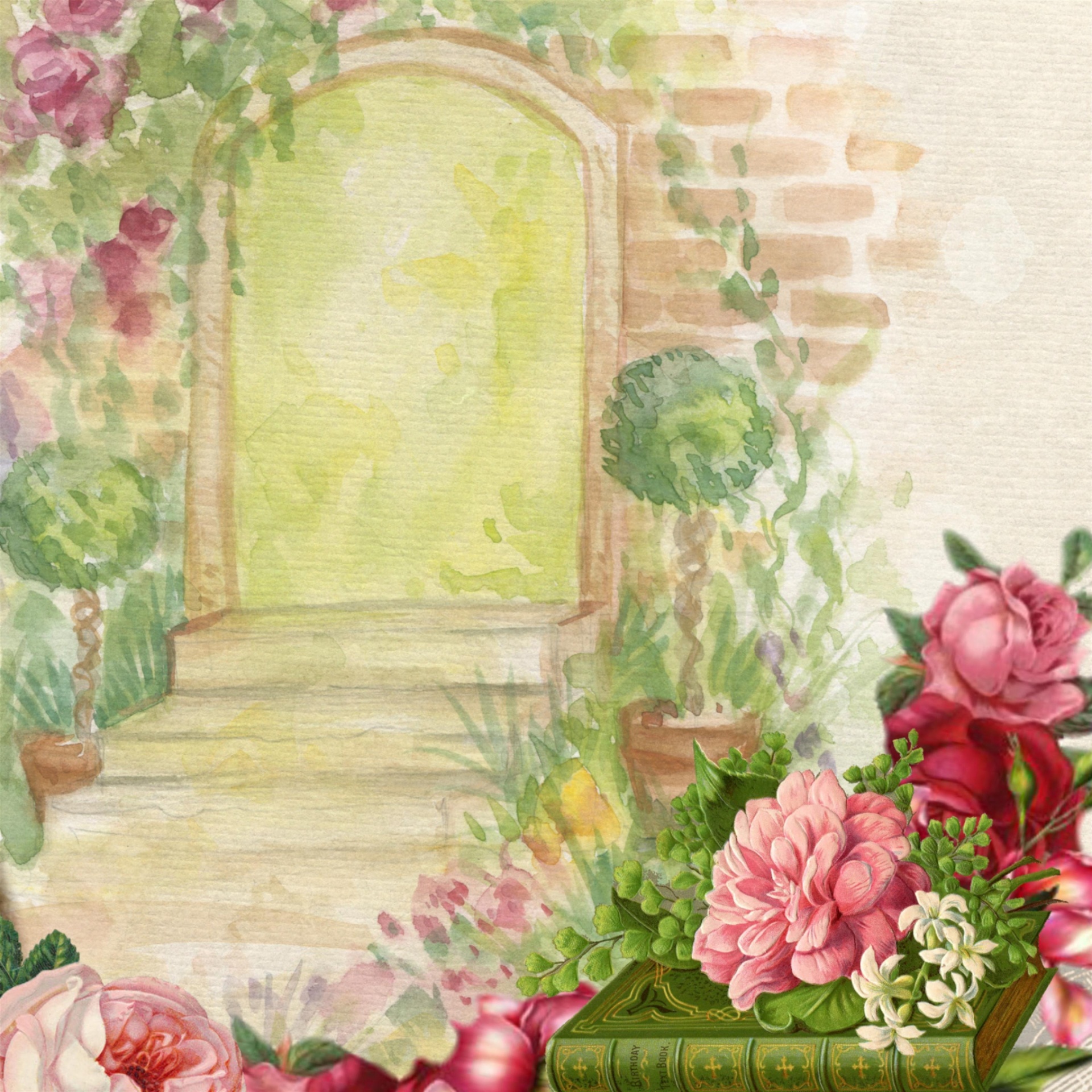 background watercolor garden free photo