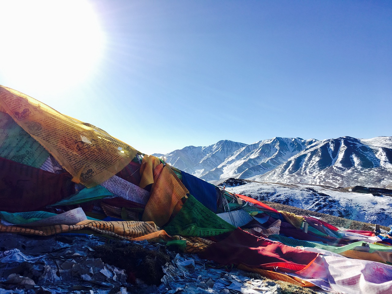 backlighting tibetan snow mountain free photo