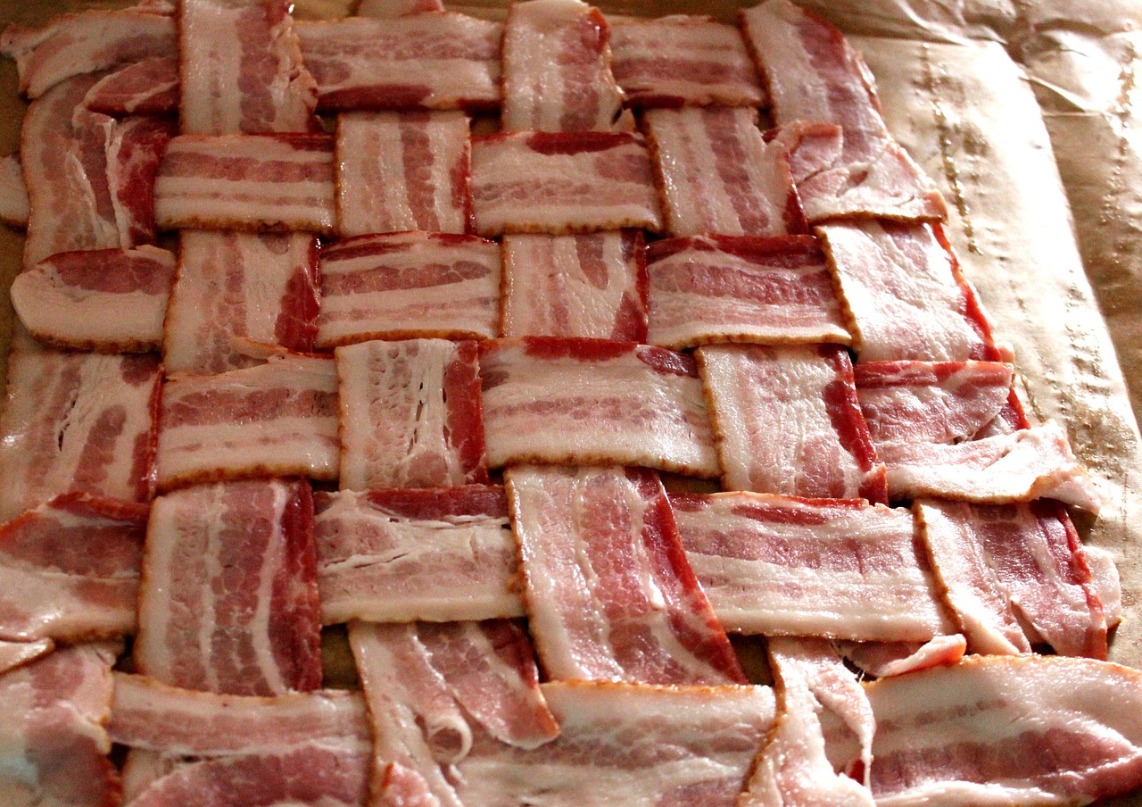 bacon bacon strip bacon cross hatch free photo