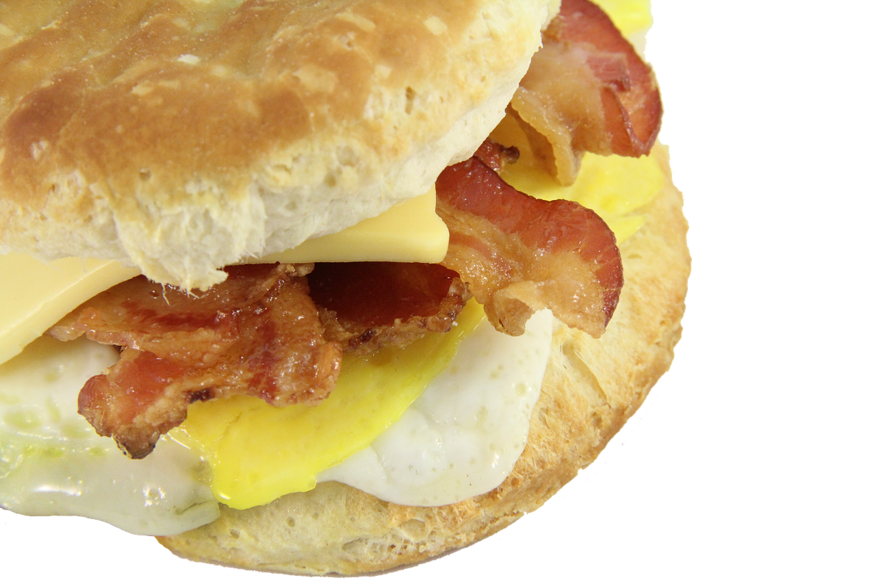 bacon egg and cheese biscuit breakfast american free photo