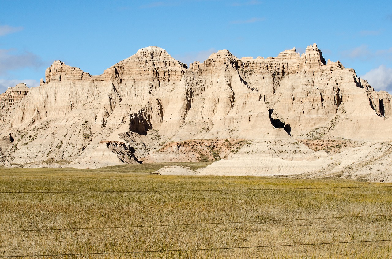 badlands blue sky south dakota free photo