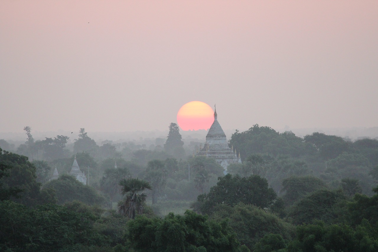 bagan temple level sunrise free photo