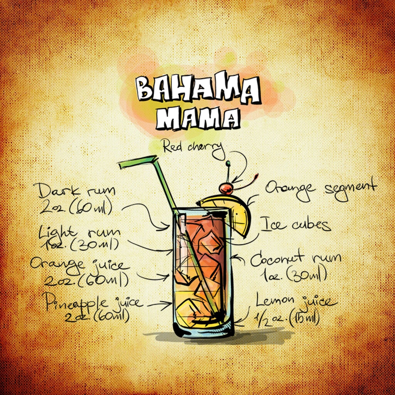 bahama mama cocktail drink free photo