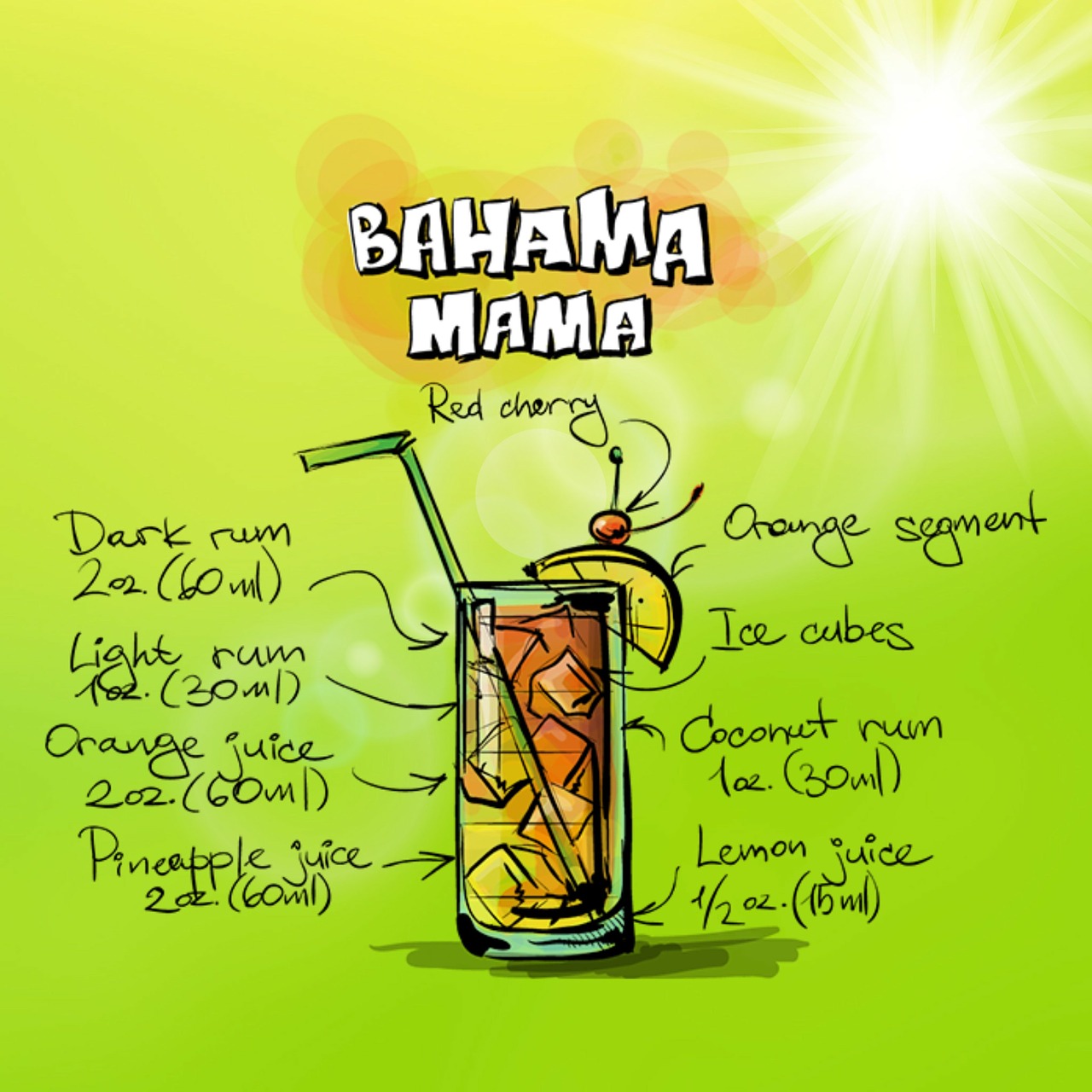 bahama mama cocktail drink free photo